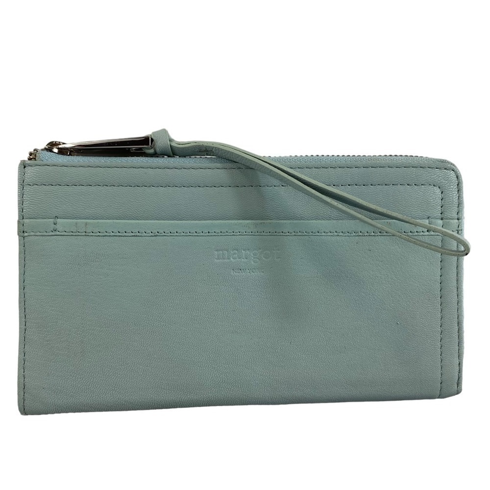 Margot Gabby Lt. Blue 100% Leather Wristlet‎ Wallet